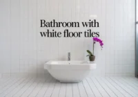 bathroom with white floor tiles