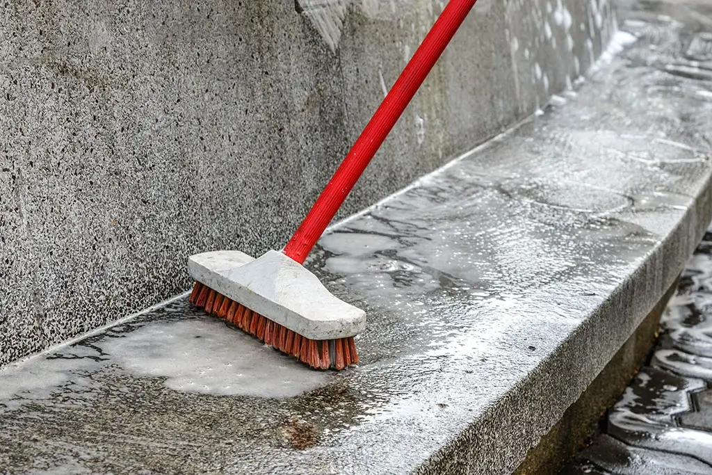 cleaning cement floor