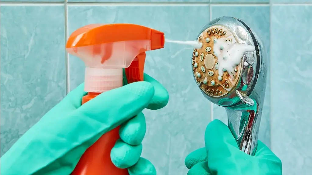 cleaning-the-head-of-shower-with-a-foamy-liquid
